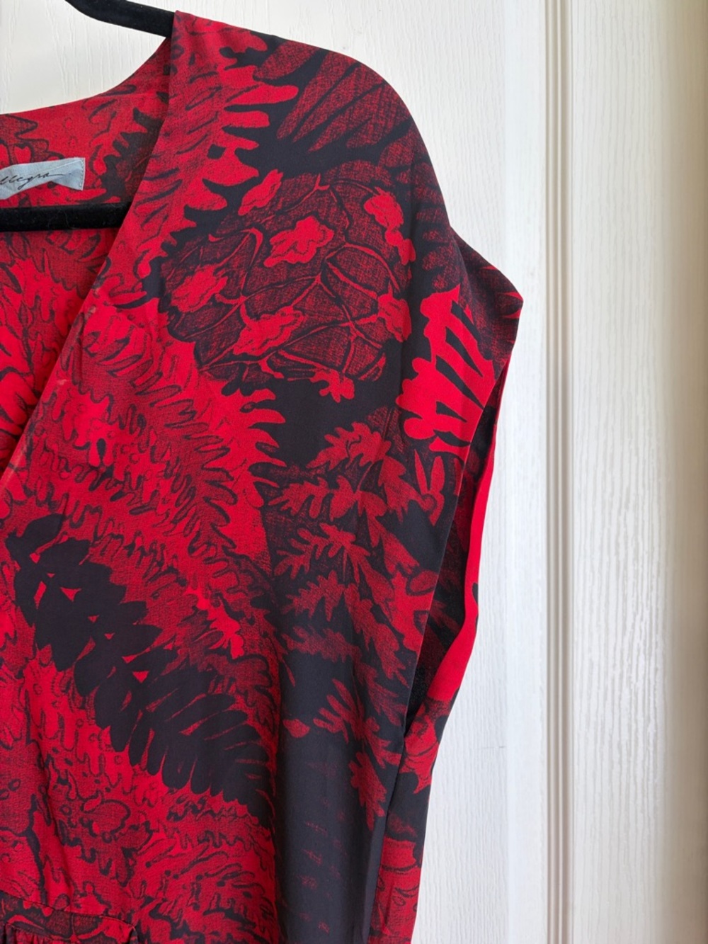 Raquel Allegra Red and Black Printed Midi Dress - Picture 7 of 8